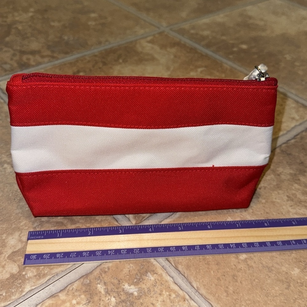 LANCÔME Summer Red/White Skincare/Makeup/Cosmetic Zipper Pouch Case Rope Pull - Picture 5 of 9